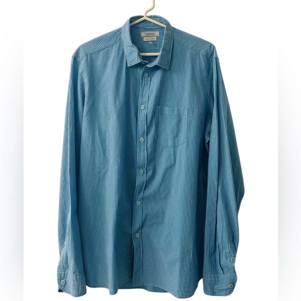 Williams & Kent Men's Blue Striped Casual Button-Down Shirt